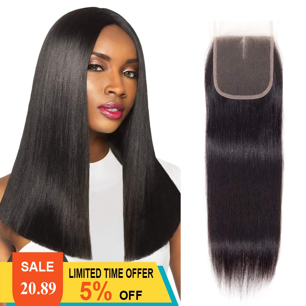 Amazon Com 12 Inch Brazilian Straight Hair Closure Middle Part