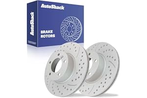 AutoShack Front Vented Drilled & Slotted Coated Brake Rotors Silver Matte Finish 2-PC Set Replacement for 2007-2016 BMW 328i 