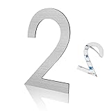 3 Inch Modern House Numbers, Brushed Silver Mailbox