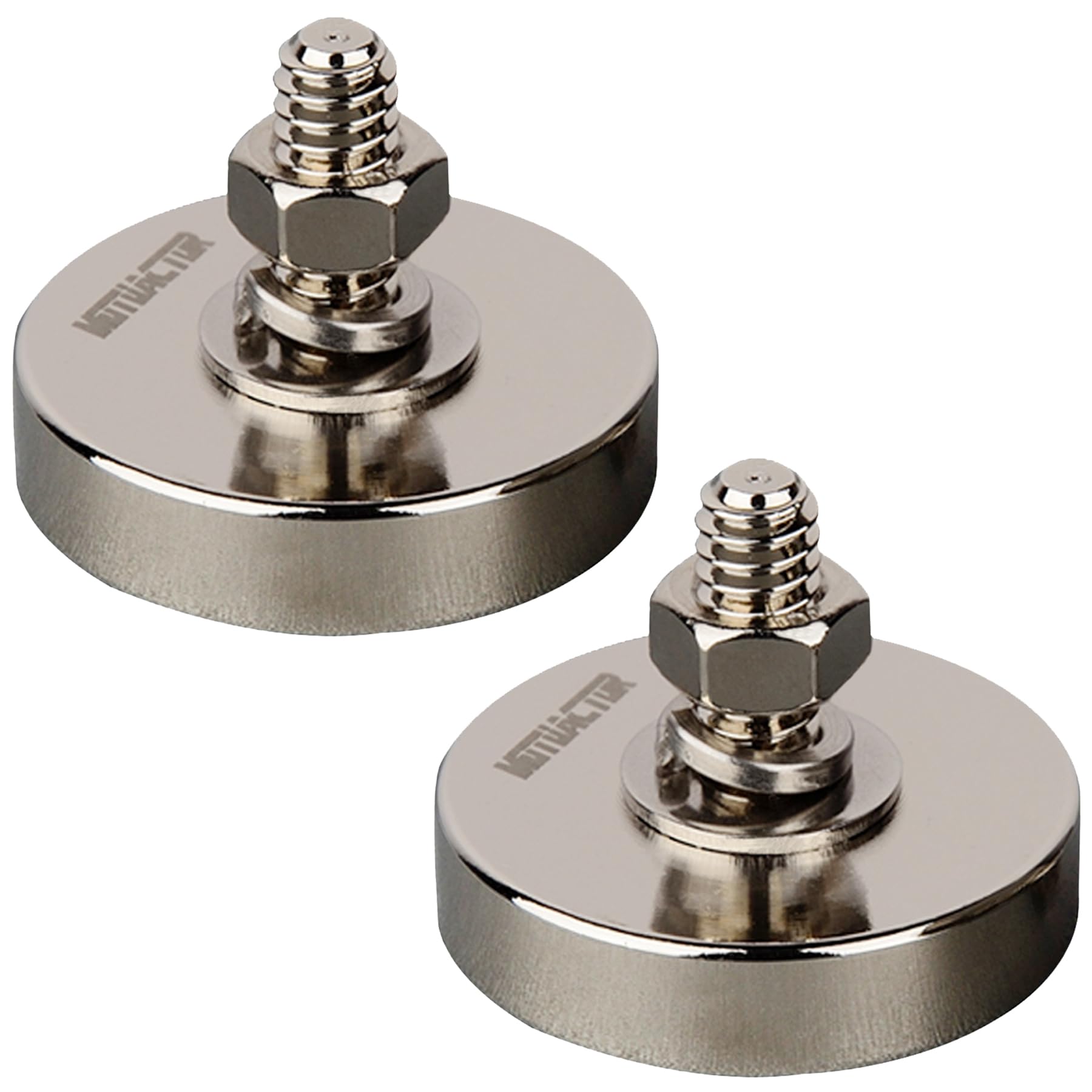 Photo 1 of MUTUACTOR 2PCS Super Powerful Neodymium Cup Magnet with 1/4''-20 Male Threaded Stud,?1.69 115lb Vertical Pull-Force Non-Shattering Magnet Base with Nut and Washer for Lighting, Camera and DIY Bracket