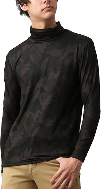 Amazon Repido リピード インナーシャツ 長袖 タートルネック 裏毛 ストレッチ 防寒 保温 メンズ 肌着 やわらかい 迷彩b Lサイズ インナーシャツ 通販
