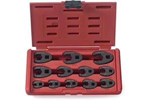 Neiko 03323A Crowfoot Wrench Set 1/2" and 3/8” Drive, 12 Piece, SAE Crows Foot Wrench Sizes 5/16” to 1”, Chrome-Moly Flare Nu