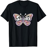 Sayori Butterfly - Personalized Cute Name Word Art T-Shirt