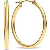 14k Gold Hoop Earrings, 1" Diameter