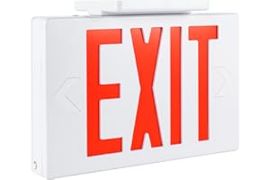 GRUENLICH LED EXIT Sign, Emergency Light with Double Face and Back Up Batteries- US Standard Red Letter EXIT, UL 924 Qualified, 120/277 Voltage, 1-Pack