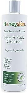 Face and Body Wash with Manuka Honey, Coconut Oil and Aloe Vera - Relieves Symptoms of Acne, Eczema, Rosacea, Psoriasis & Seborrheic Dermatitis - Treatment for Blemishes, Dry and Itchy Skin (16 oz)