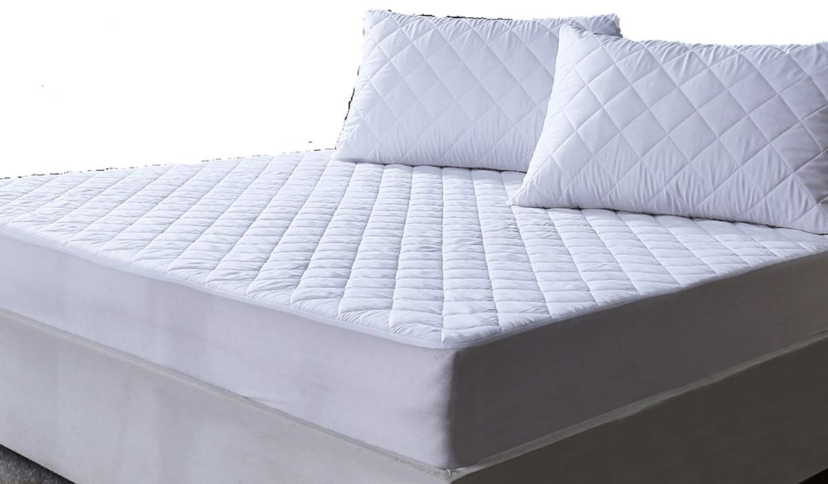 AIMS Waterproof Quilted Mattress Protector 40cm Extra Deep Fitted Cover Microfiber Quilted Topper fitted sheet Elasticated Skirts (Double)
