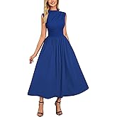 Miusol Women's Retro Half Collar Sleeveless with Pocket Casual Swing Dress