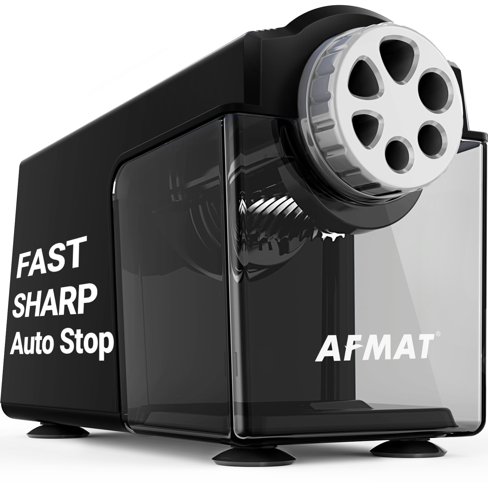 Photo 1 of AFMAT Electric Pencil Sharpener Heavy Duty, 6-Hole Classroom Pencil Sharpener for 6-11mm Pencils, Auto Stop Pencil Sharpeners Plug in,10000 Sharpening Times, Save Colored Pencils, Black