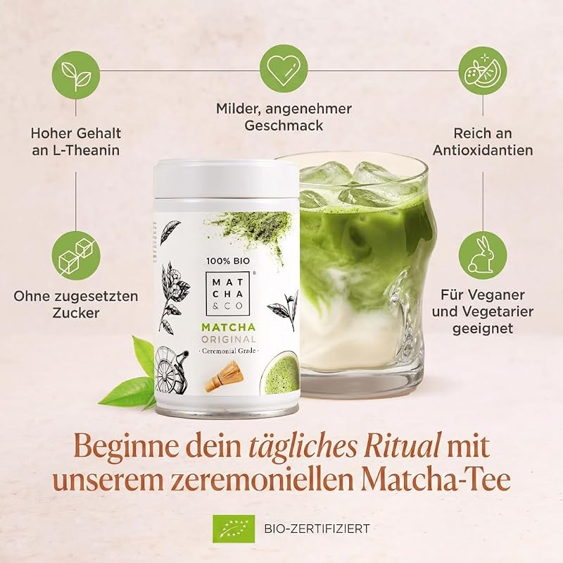 Original Matcha Tee. Matcha in Zeremonienqualität aus Uji, Japan. 80 g Bio-Grünteepulver.