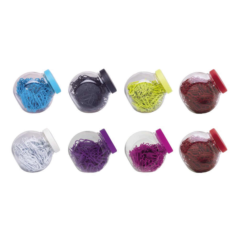 eBuyGB 8 Packs of 27 mm 200 Coloured Plastic Coated Metal Paper Clip in Candy Box, Multicoloured