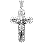 Religious Jewelry 925 Sterling Silver Crucifix Filigree Charm Pendant