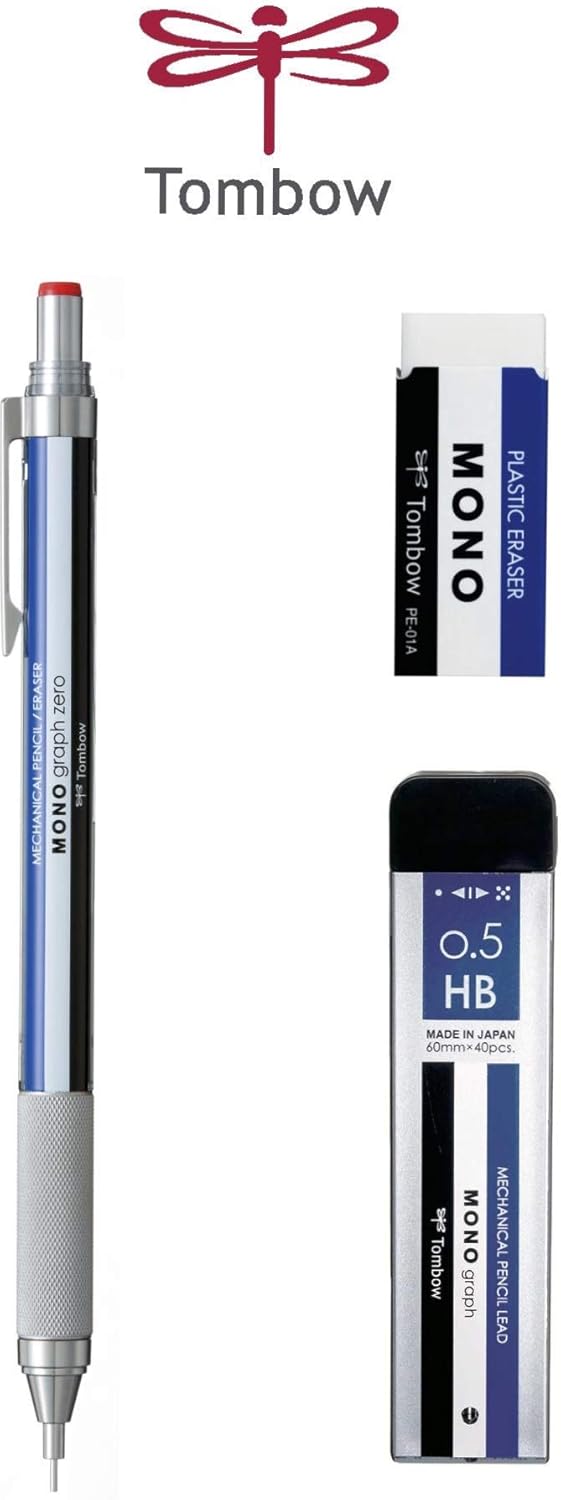 Tombow MONO Graph Zero 0.5mm Mechanical Pencil, with Lead and Eraser