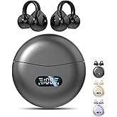 Jacuate Clip on Earbuds,Open Ear Earbuds Wireless Bluetooth 5.4, Lightweight Open Ear Headphones with Mic 60H Battery,Waterproof, for Sports, Running, Small Ears & Glasses Wearers,Workouts