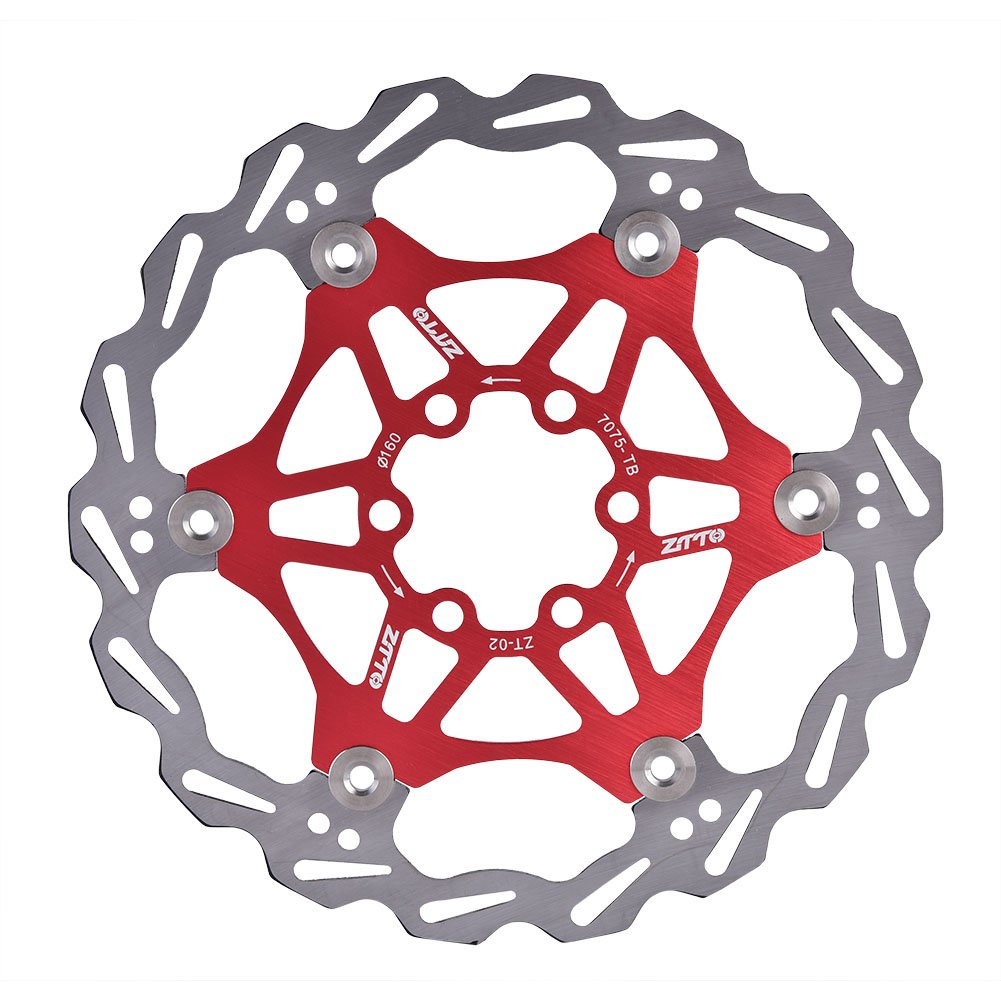 160mm Disc Brake Rotor Floating Road Mountain Bike ycle Rear Rotors Brake Pad Red Black 6 (Red)