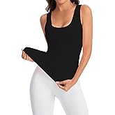 CORSKI Womens Double Lined Scoop Neck Tank Tops Basic Slim Fit Sleeveless Shirts Y2K Summer Going Out Outfits