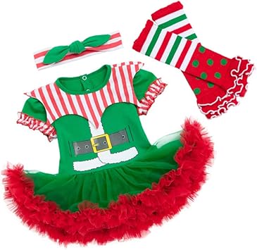 Toyandona 1 Set Costume Natalizio Da Elfo Per Neonate Vestito Da Elfo Natalizio Con Fascia Tutu Manica Per Gamba Per Neonati 12 24 Mesi Amazon It Giochi E Giocattoli