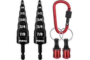 PIOKRTYE 2Pcs 6 in 1 HVAC Copper Expander Swaging Tool with Bit Holder, Swage Tube Expander Boring Drill Bits, Air Conditioner Copper Pipe Flaring Tool 1/4'', 3/8'', 1/2'', 5/8'', 3/4'' and 7/8'' Bits