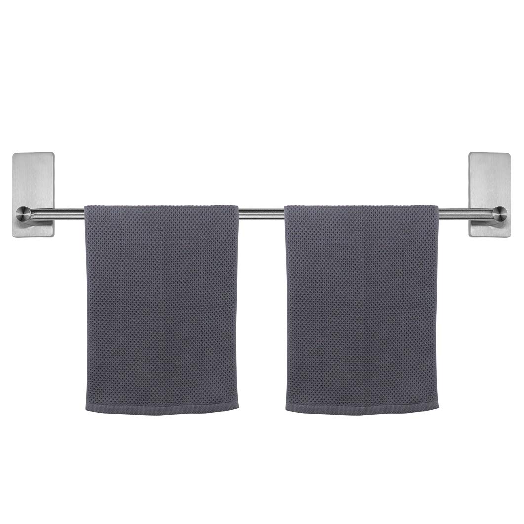 Photo 1 of NearMoon Self Adhesive Bathroom Towel Bar- Stainless Steel Bath Wall Shelf Rack Hanging Towel Stick On Sticky Hanger Contemporary Style, NO Drilling (1 Pack, Brushed Nickel, 27-Inch Towel Rack)