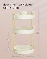 SONGMICS Makeup Organiser Rotating 3-Tier Round JKA011W01 Cloud White view 6