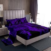 Feelyou Gothic Skull Bedding Sheet Halloween Themed Bedding Set for Kids Boys Girls Teens Skeleton Design Bed Sheets Breathable Gothic Bones Purple Smokey Bed Sheet Set Full Size 4Pcs