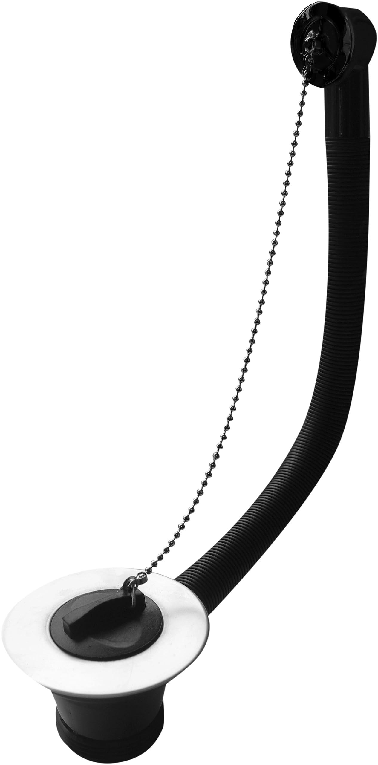 Wirquin WSO33SS 1."5 Sink Waste with Black Plastic Plug, Chrome Chain and External Overflow