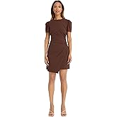 Donna Morgan Womens Sleek Faux Wrap Dress with Asymmetric Skirt Office Workwear