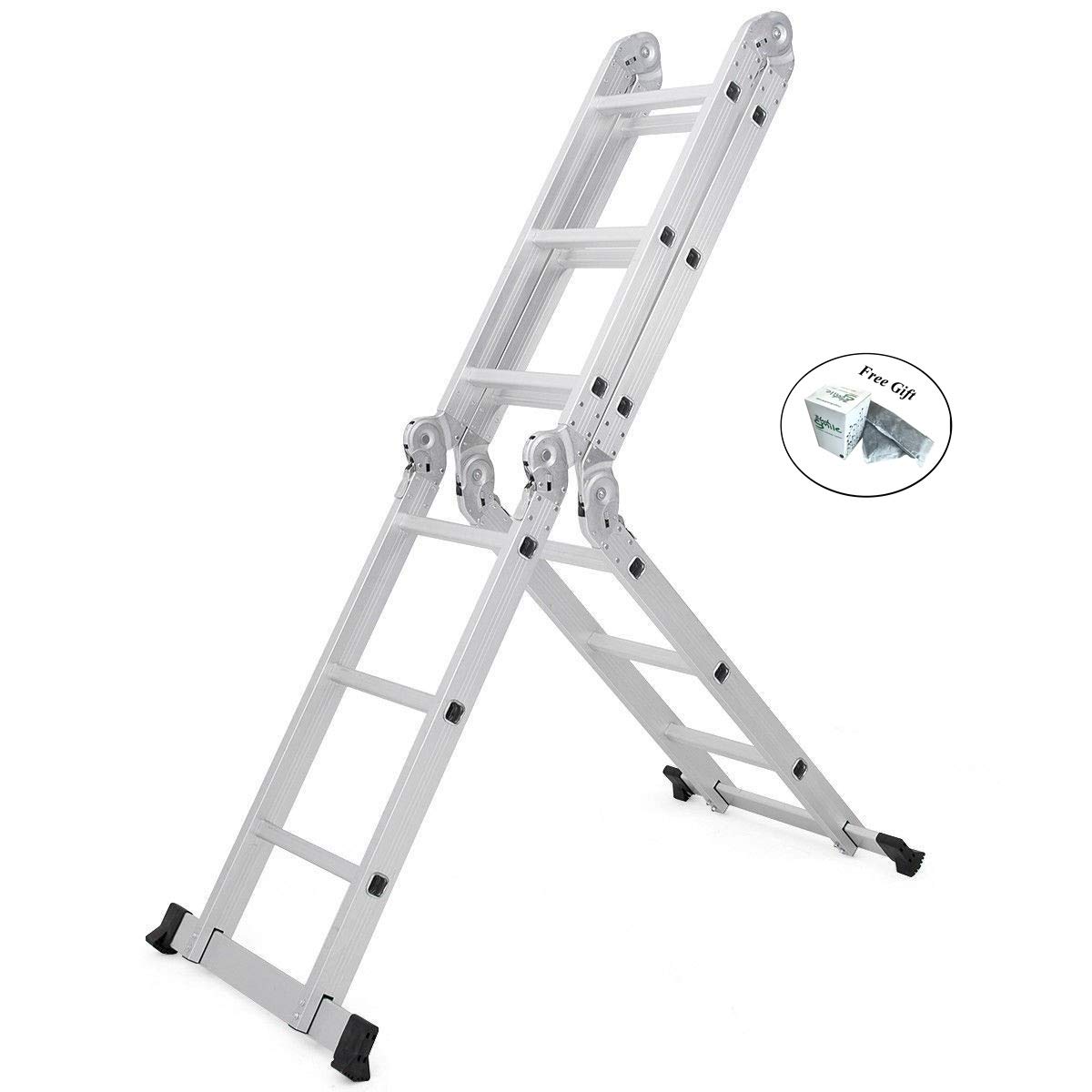 Best Costway 4 Step Ladder Folding Stool Heavy Duty 330Lbs Capacity Industrial Lightweight