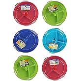 (Set of 6) Microwave Food Storage Tray Containers - 3 Section/Compartment Divided Plates w/Vented Lid
