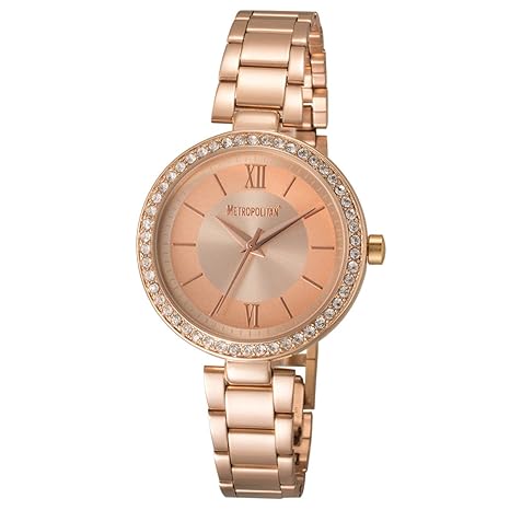 METROPOLITAN Damenuhr - Elite, rotgold - Made with Crystals from Swarovski