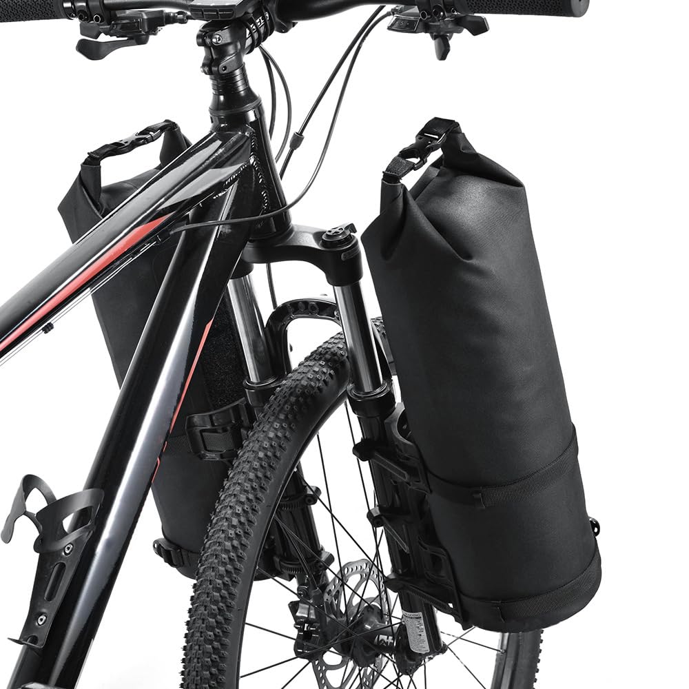 LIXADA 3L/7L Bike Fork Bag - Waterproof Dry Bag, Roll Top Design, Lightweight Bicycle Fork Bag, Portable Cycling Pack for Mountain & Road Bikes, Scooter