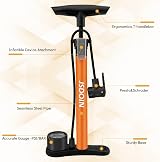 Jsdoin Bike Pump High Pressure Floor Pump Dual Presta Schrader 160 psi Orange view 4
