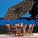 9 ft Outdoor Solar Powered 32 LED Lighted Patio Table Umbrella with Push Button Tilt Adjustment and Crank System 8 Rib 9 feet Solar Led Lights Steel Deluxe Market Umbrella High-quality Fabric Tan