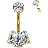 RL ROSARY LAND G23 Titanium 14G Belly Button Rings for Women, 10mm Internally Threaded Belly Navel Piercing Jewelry, Curved Barbell