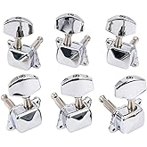 Musiclily Pro R15J-10 3L3R Set 15:1 Semi Closed Tuners Machine Heads Chrome | Tuning Pegs Keys, with Big Hex Button, for Acoustic Electric Guitar