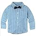 BIG ELEPHANT 2 Pieces Baby Boys Long Sleeve Plaid Shirt Overalls Set With Bow E8 (18-24 Months),Blue,18 - 24 Months