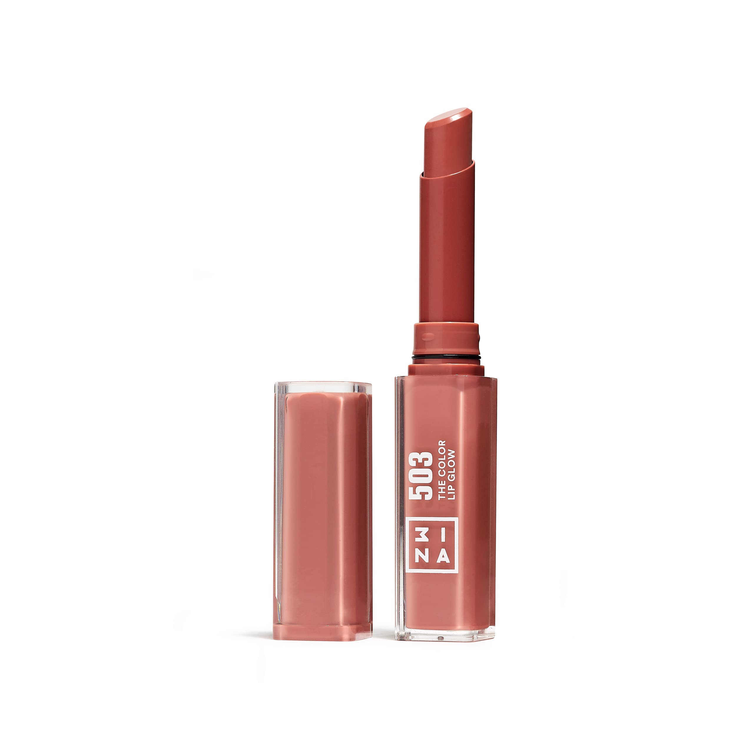3INA MAKEUP - The Color Lip Glow 503 - Nude Pink Colour Lip Balm with Shea Butter to Moisturise the Lips - Shiny and Glowy Colour Lipstick - Highly Pigmented Lip Colour
