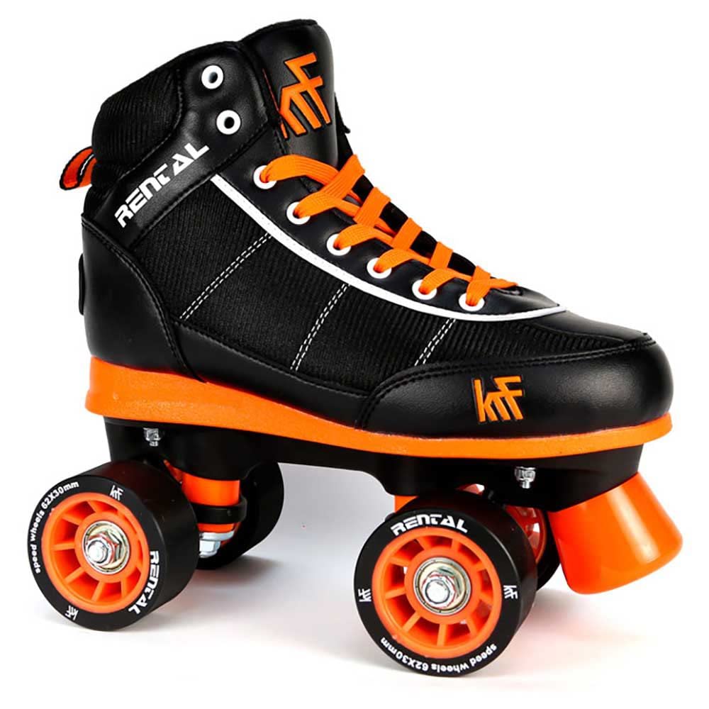 KRF Unisex Child SR Rental Quad Roller Skates Kids | Boys | Girls - Black, UK 6.5-7/ EU 40-41