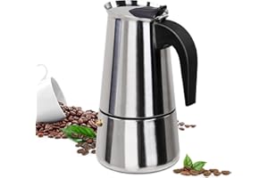 Supvision 2 Cup Moka Pot Stainless Steel 100ml Italian Espresso Coffee Maker Stovetop Coffee Makers Mocha Pot Percolator Greca Coffee Maker for Induction Stove Portable for Easy Brewing Straight