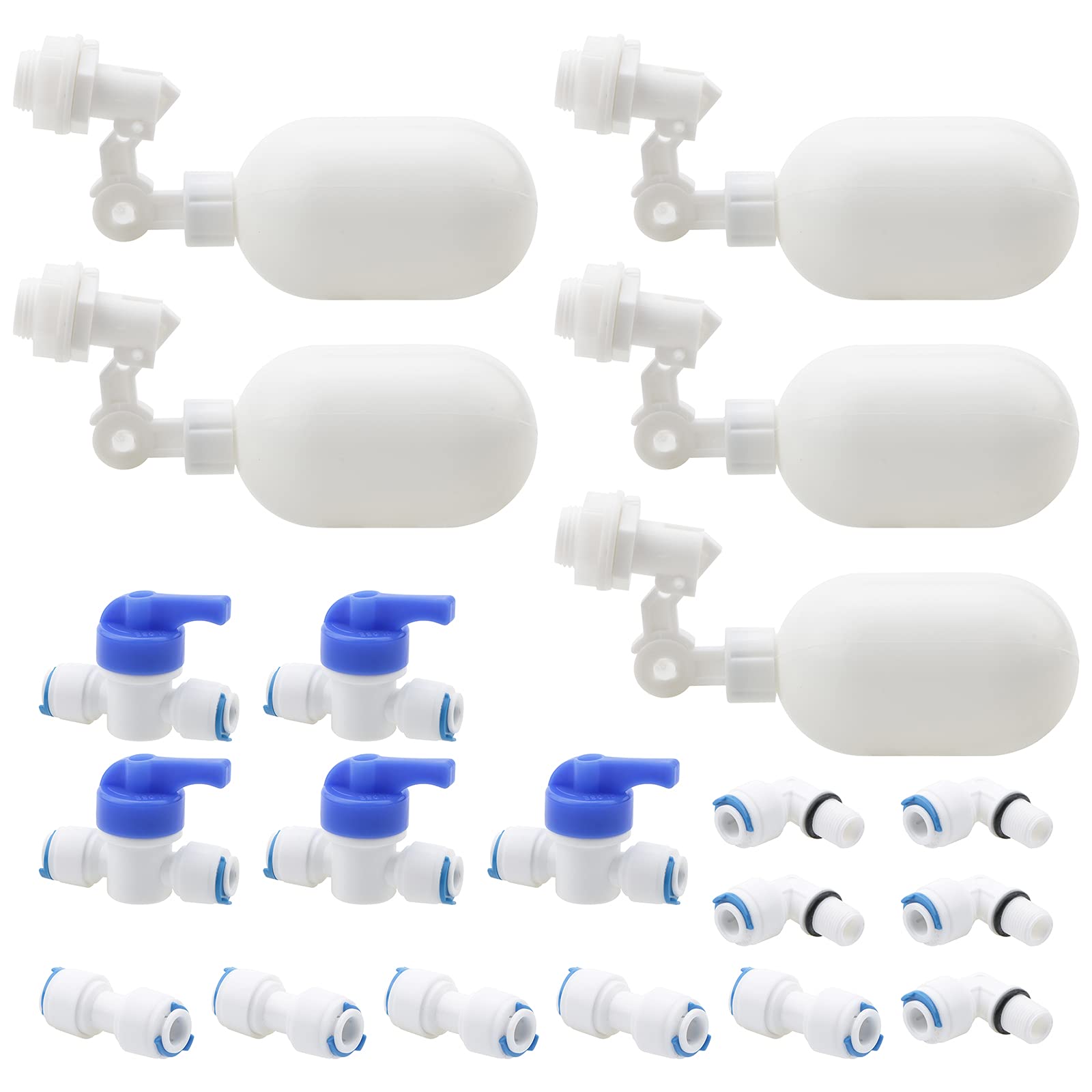 Pxyelec Side Install Float Ball Valve,1/4" OD Quick Connect Push in to Connect Tube Fittings, for for RO Water Reverse Osmosis System
