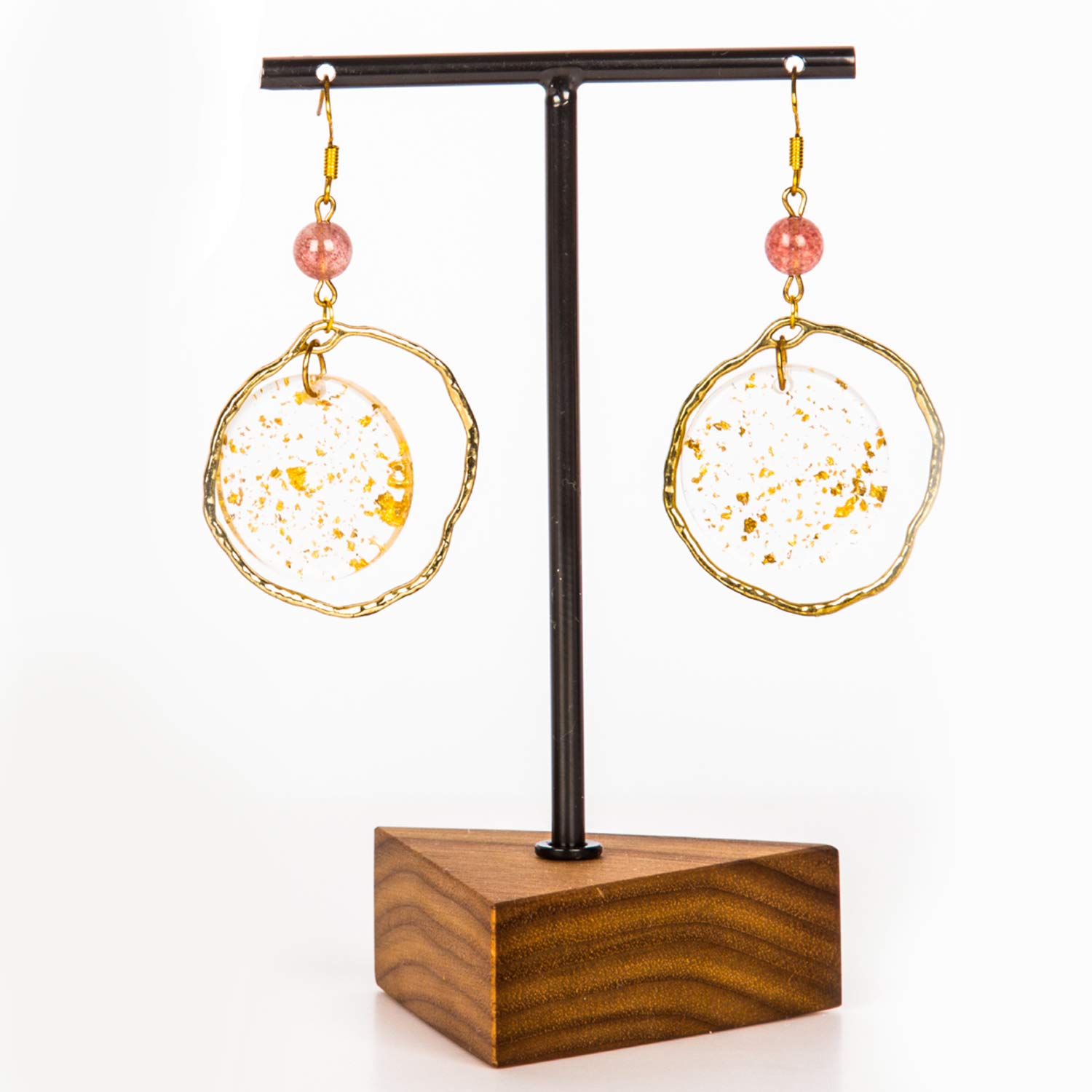 Skylarlife Walnut Wood T-Bar Earrings Stand/Earring Display/T Stand Earring Holder/Jewelry Earring Holder/T-bar Earring Stand/Wooden Triangle Base Earring Organizer(Black) Set of2 (2.8 x 4.33 inch)