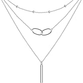 Lonyinlg Layered Silver Necklaces for Women,S925 Sterling Silver Stacked Necklaces for Ladies Infinity Necklace Jewelry Gifts for Her Mom Mother Wife Love One on Mother's Day/Valentine's Day/Birthday