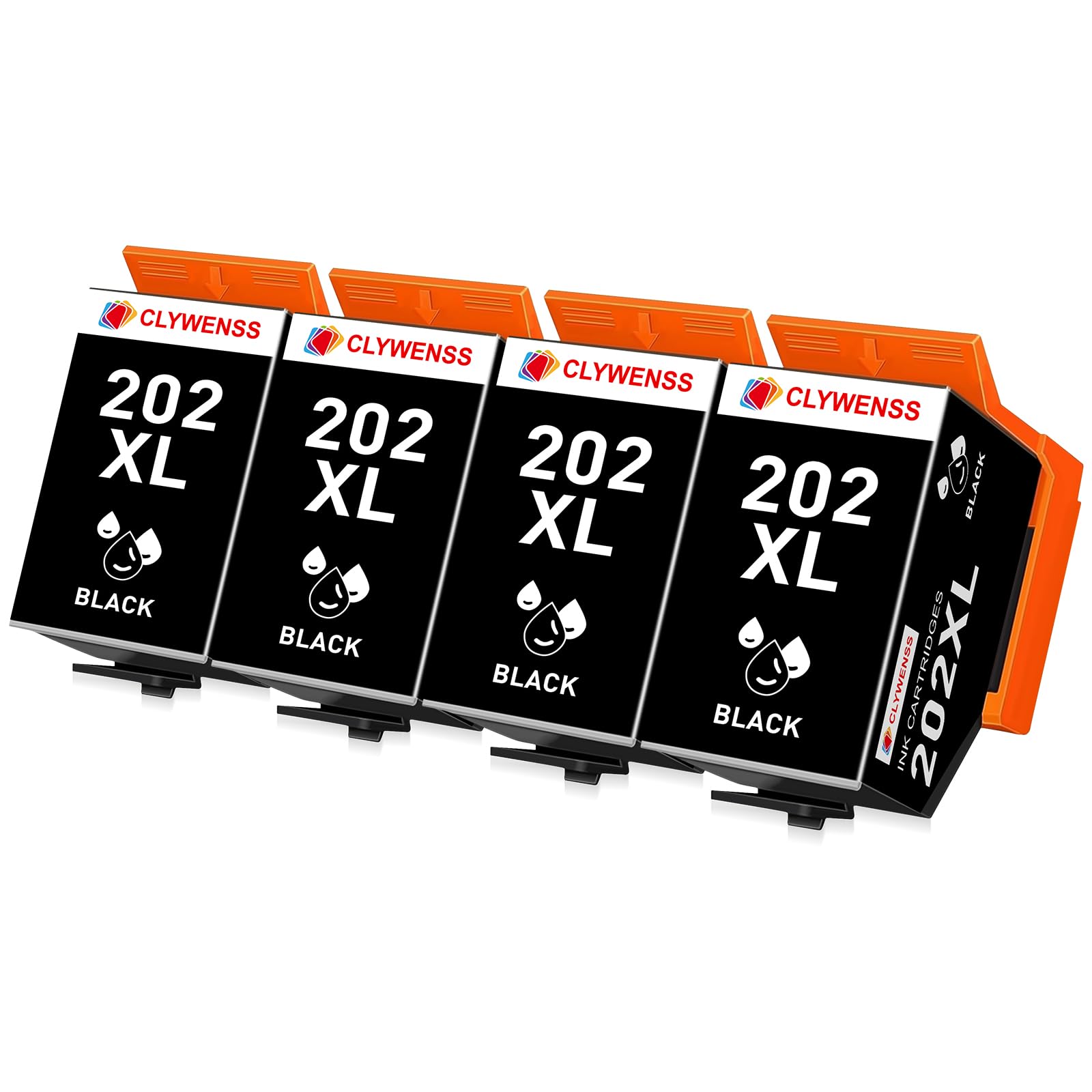Clywenss 202 XL Black Ink Cartridges Compatible with Epson 202XL 202 XL Multipack for Expression Premium XP6100 XP6105 XP-6100 XP-6105 XP-6000 XP-6005 XP6000 XP6005 Printer Ink, 4-Black