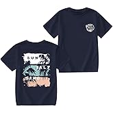 Zoemghc Girl's Hawaiian Graphic Tees Kids Cute Preppy Shirts Beach Tshirt Letter Printed Loose Fit Casual Summer Tops
