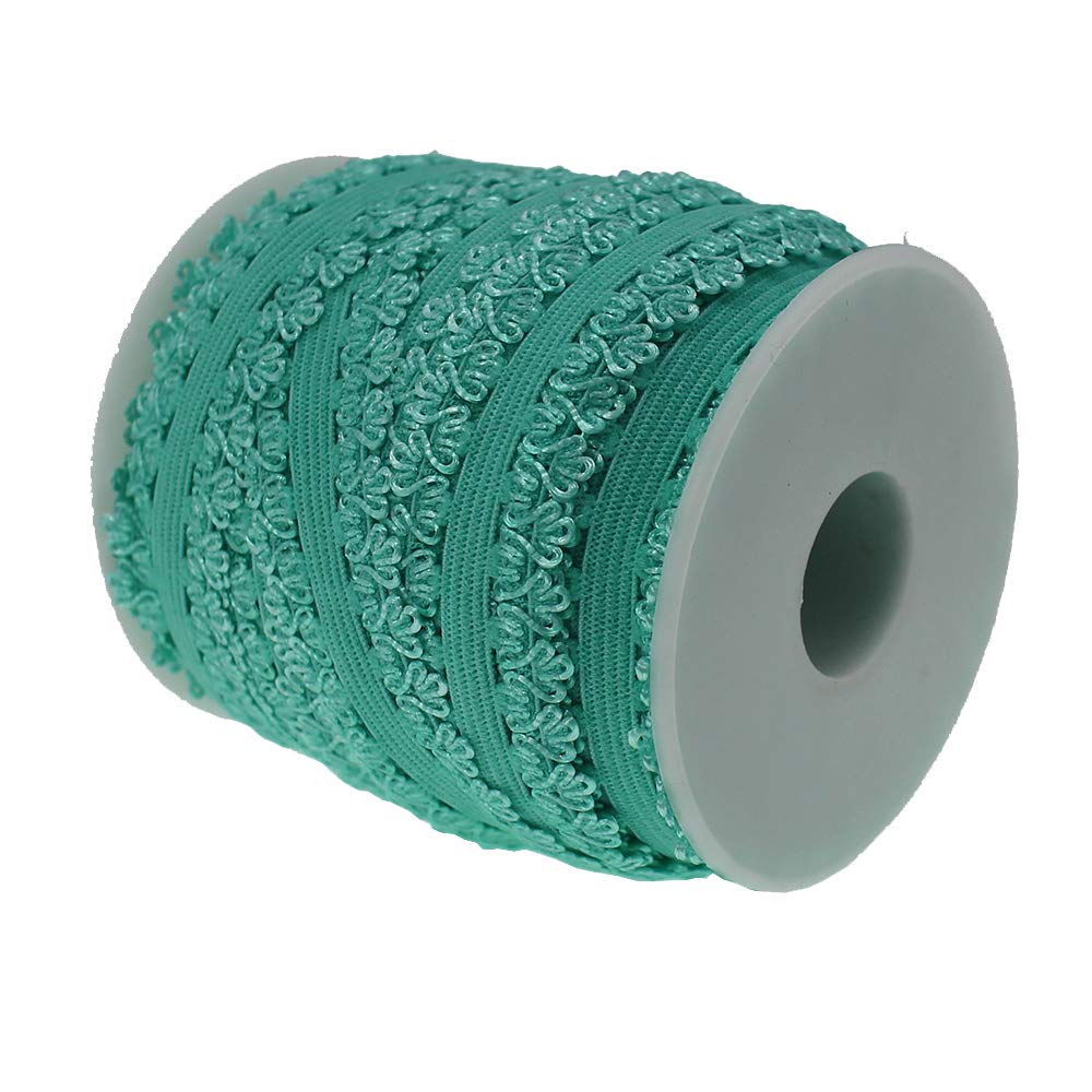 PAMIR TONG 16 Yards One Roll 3/4'' Picot Edge Stretch Lace, Frilly Edges Elastic Webbing,Lace for Headbands (Mint)