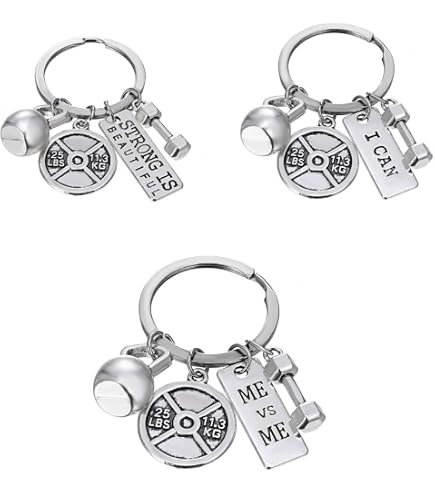 thumbnail image 2 of Silicone Dumbbell Keychain For Gym Lovers, Metal Handle Fitness Keyring With Motivational Design, Cute Gym Bag Charm Gift For Women Men Workout 2 of 10