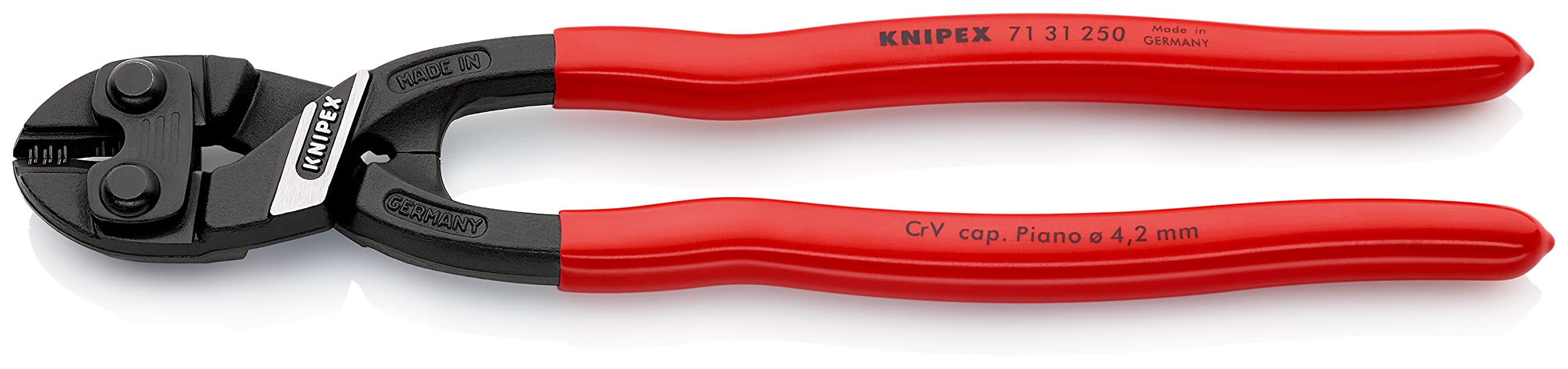 KNIPEX Cobolt XL Compact Bolt Cutter Self-Service Card with Plastic Coating 250 mm, 71 31 250 SB