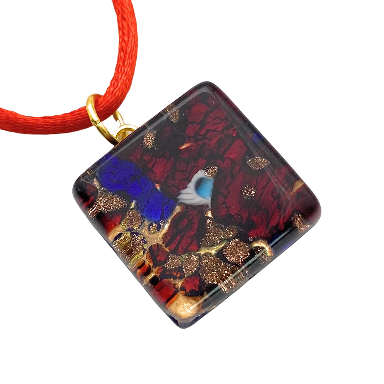 Glass Pendant, Murano Glass Pendant, Handmade Glass Pendant, Millefiori Pendant, Gold Leaf, Murano Glass Jewellery, Glass from Venice, Venetian Glass, 2cm x 2cm (Diana)