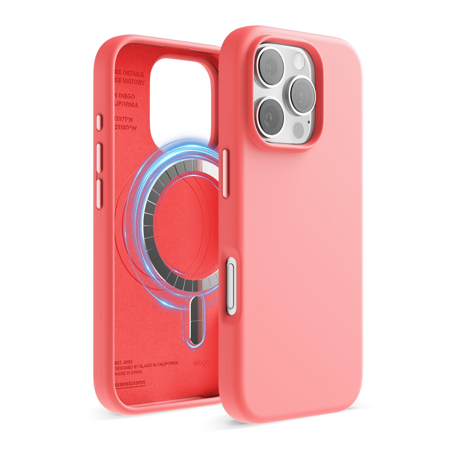 elago Magnetic Silicone Case Compatible with iPhone 16 Pro Case 6.3 Inch Compatible with All MagSafe Accessories - Built-in Magnets, Soft Grip Silicone, Shockproof (Pink)