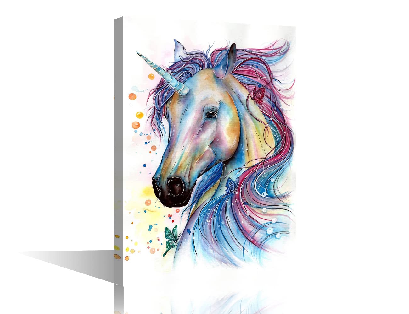 TISHIRON Wall Decor Corlorful Unicorn Painting Canvas Wall Art Animal Picture Modern Home Decoration Living Room Bedroom Bathroom Framed and Stretch Ready to Hang 16x24inch (40x60cm)